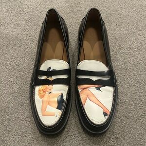 PLAYBOY Duke + Dexter Black and White Pin-Up Penny Loafers Men’s Size 6
